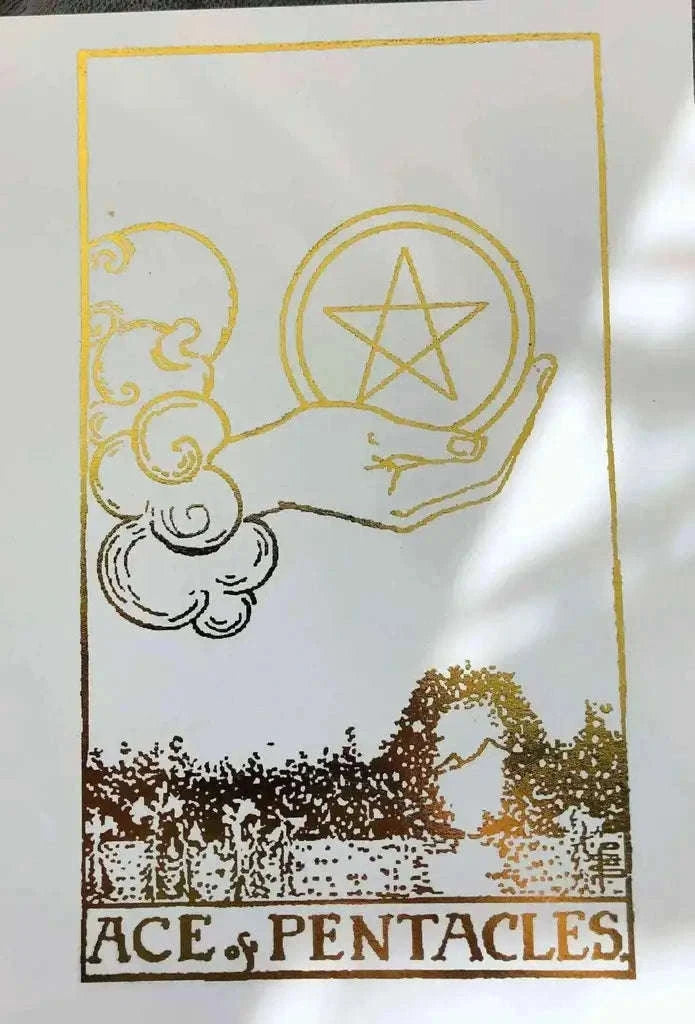 Tarot Card Foil Prints White/Gold - Set of 4 Home Decor