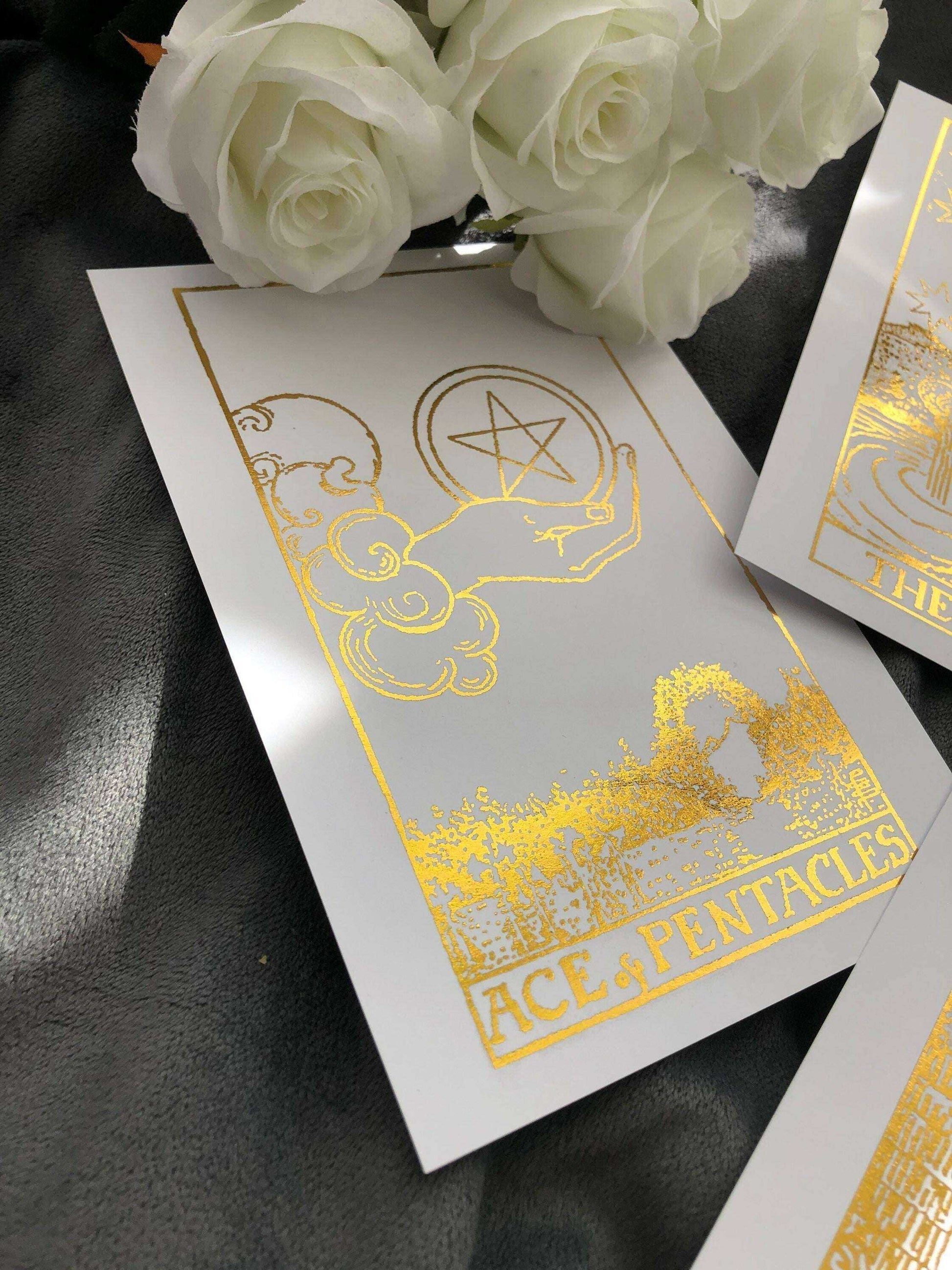 Tarot Card Foil Prints White/Gold - Set of 4 Home Decor