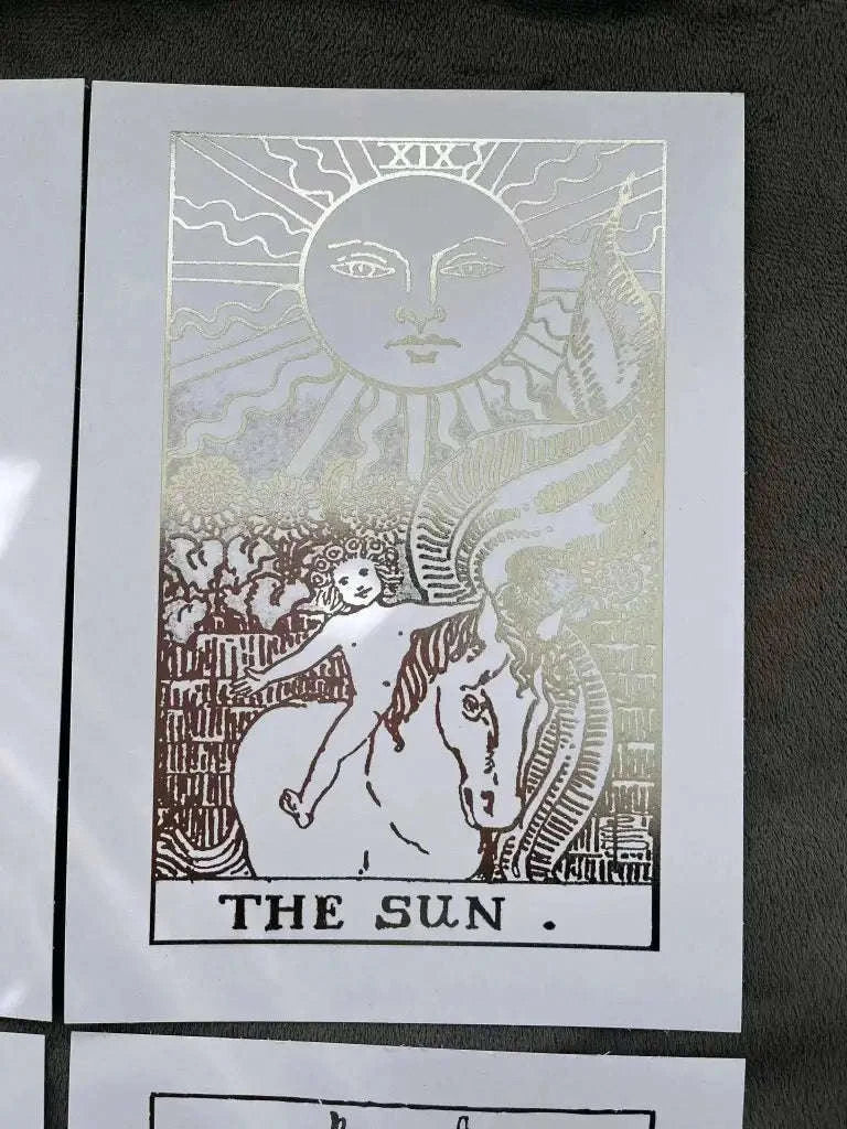 Tarot Card Foil Prints White/Silver - Set of 4 for Elegant Home Decor Home Decor