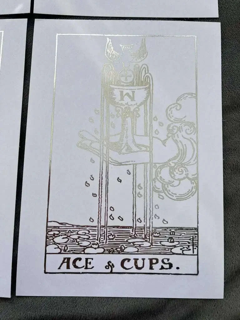 Tarot Card Foil Prints White/Silver - Set of 4 for Elegant Home Decor Home Decor