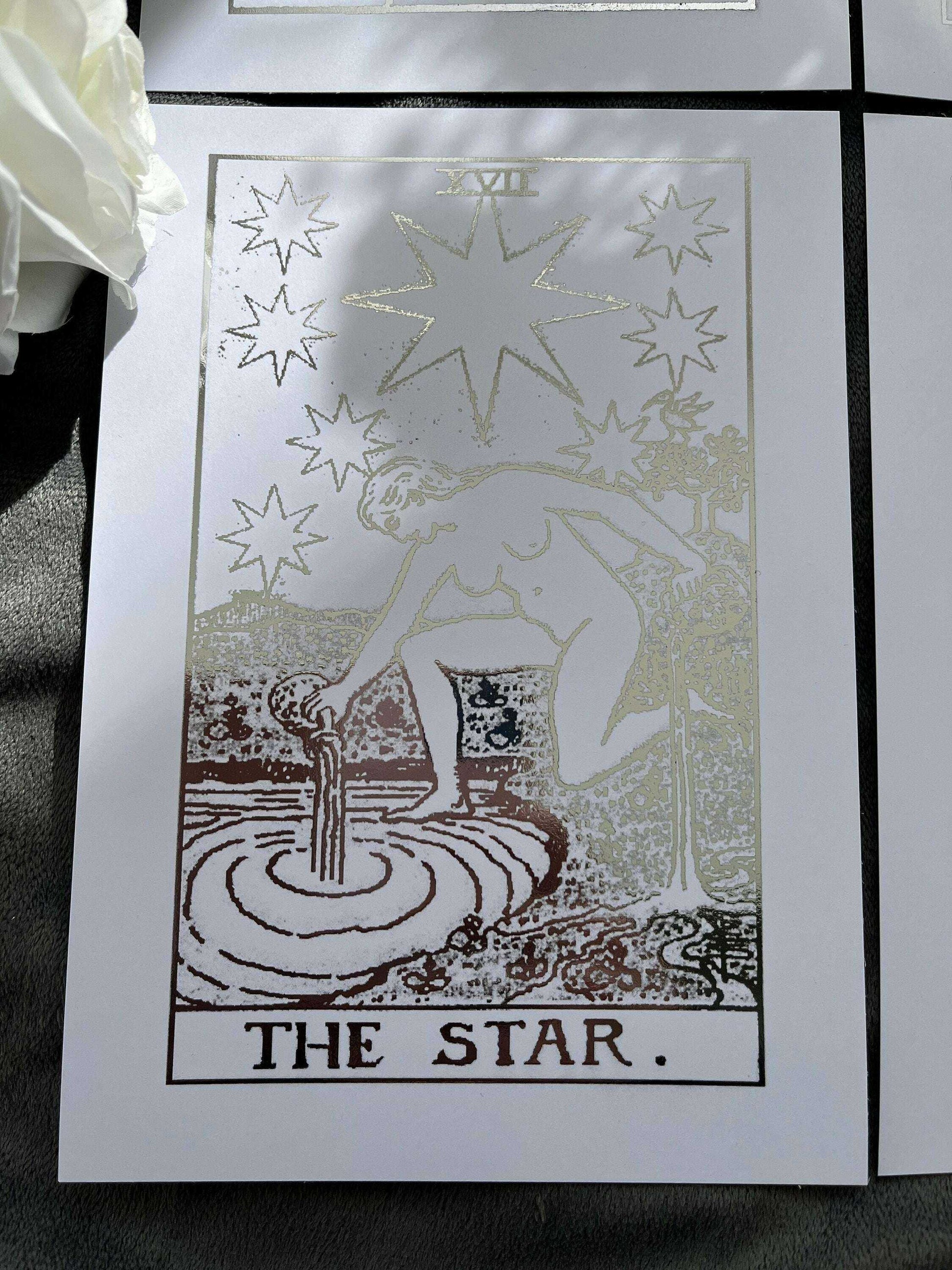 Tarot Card Foil Prints White/Silver - Set of 4 for Elegant Home Decor Home Decor