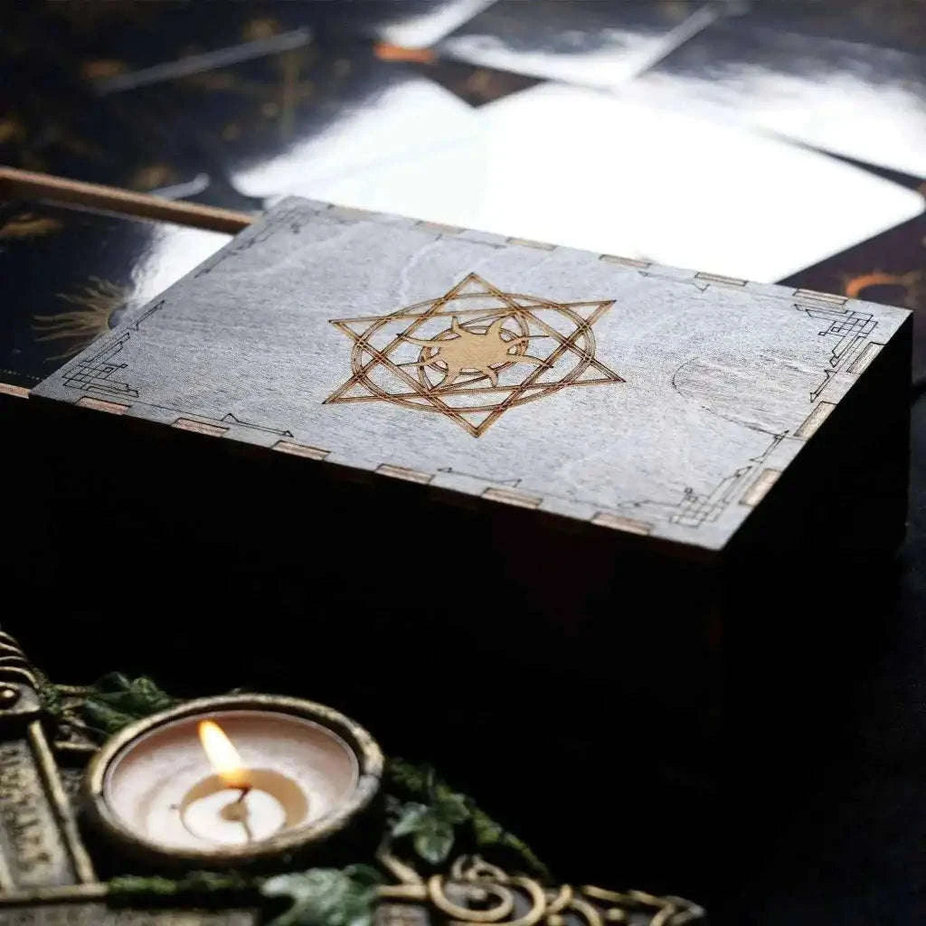 Tarot Wooden Card Box for Tarot Decks and Accessories Religious