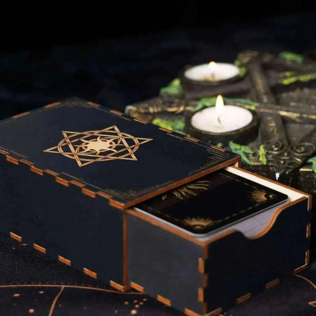 Tarot Wooden Card Box for Tarot Decks and Accessories Religious