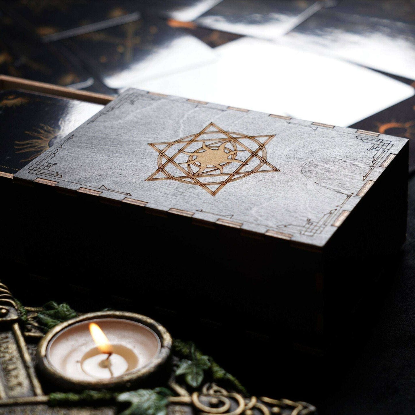 Tarot Wooden Card Box for Tarot Decks and Accessories Religious