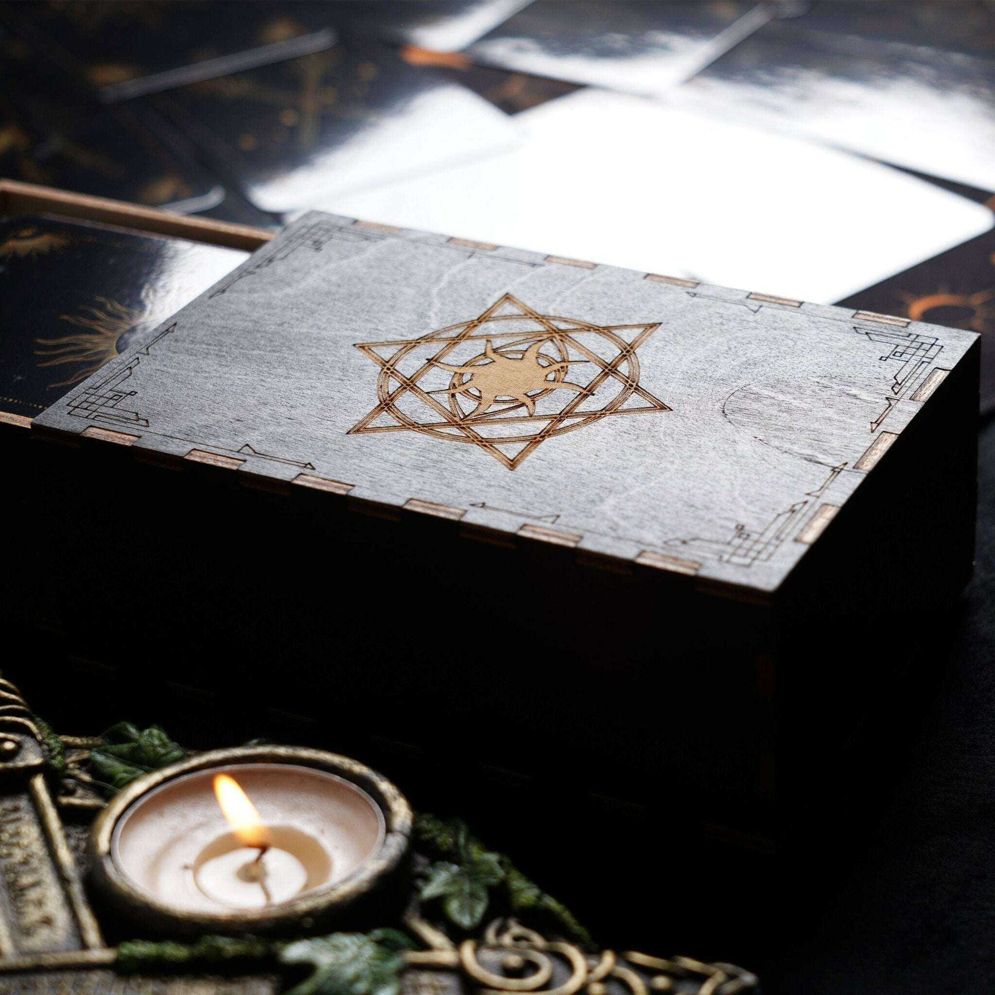 Tarot Wooden Card Box for Tarot Decks and Accessories Religious
