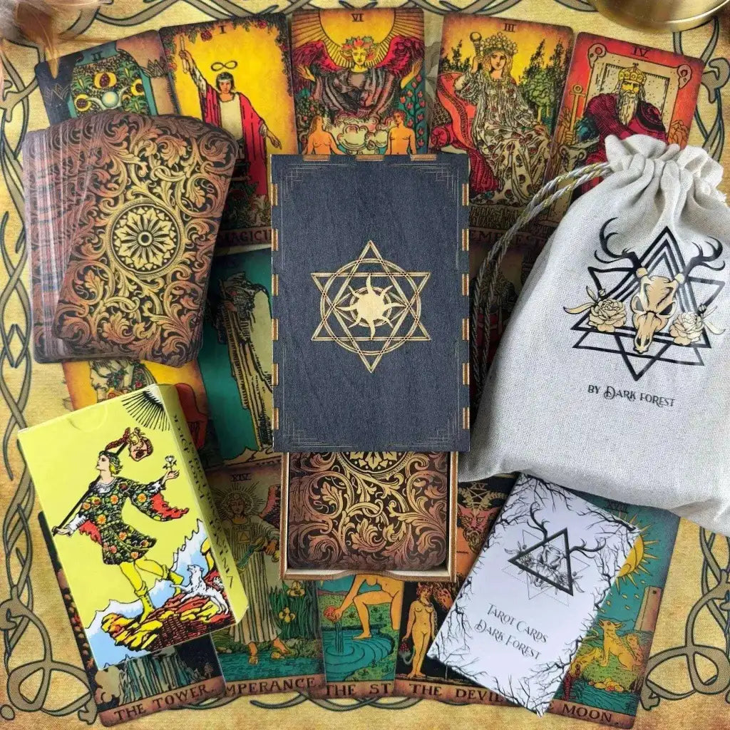 The Smith-Waite Borderless Vintage Eco Linen Tarot Cards Religious