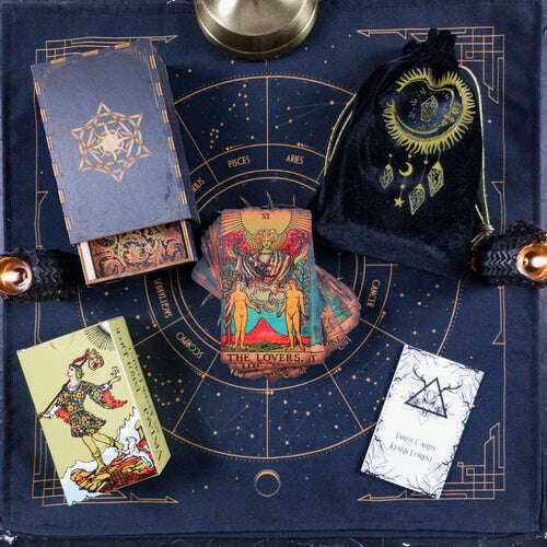 The Smith-Waite Borderless Vintage Eco Linen Tarot Cards Cards Box Cloth Bag Religious