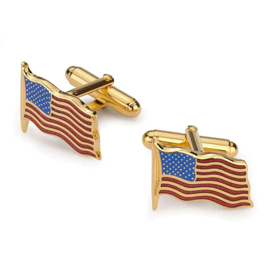 USA Flag Cufflinks In Gold Cufflinks