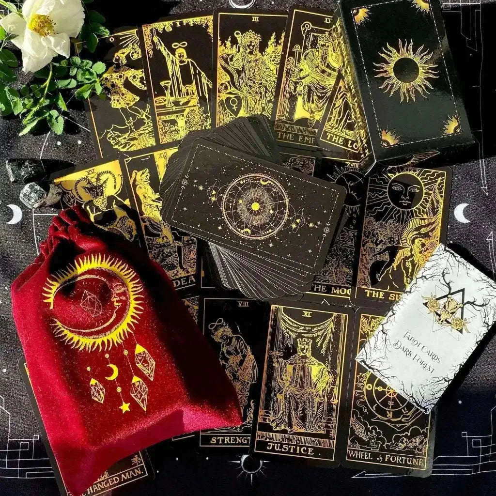 Velvet Tarot Bag Red and Gold - Luxurious Protection for Your Tarot Cards Adults