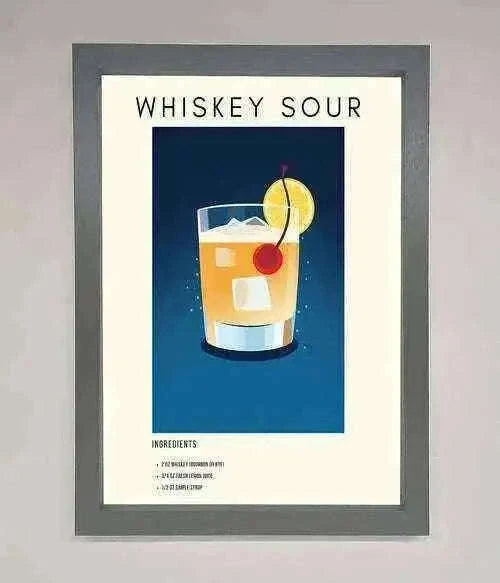 Whiskey Sour Framed Poster - The Perfect Wall Art for Whiskey Lovers Home Decor