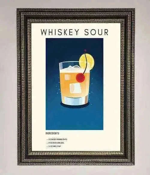 Whiskey Sour Framed Poster - The Perfect Wall Art for Whiskey Lovers Home Decor