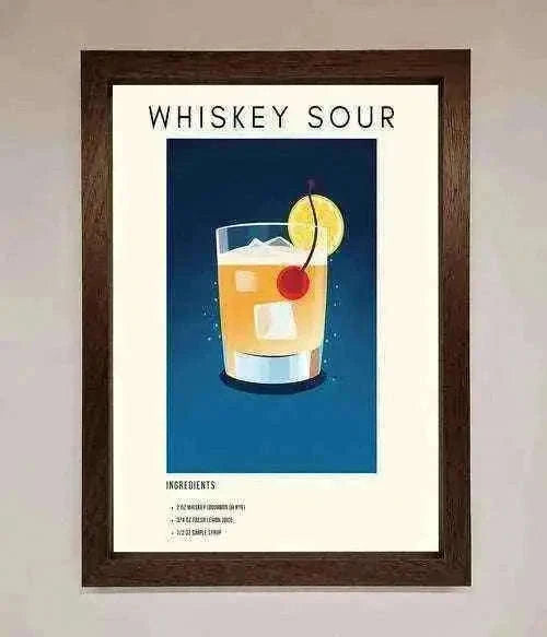 Whiskey Sour Framed Poster - The Perfect Wall Art for Whiskey Lovers Home Decor