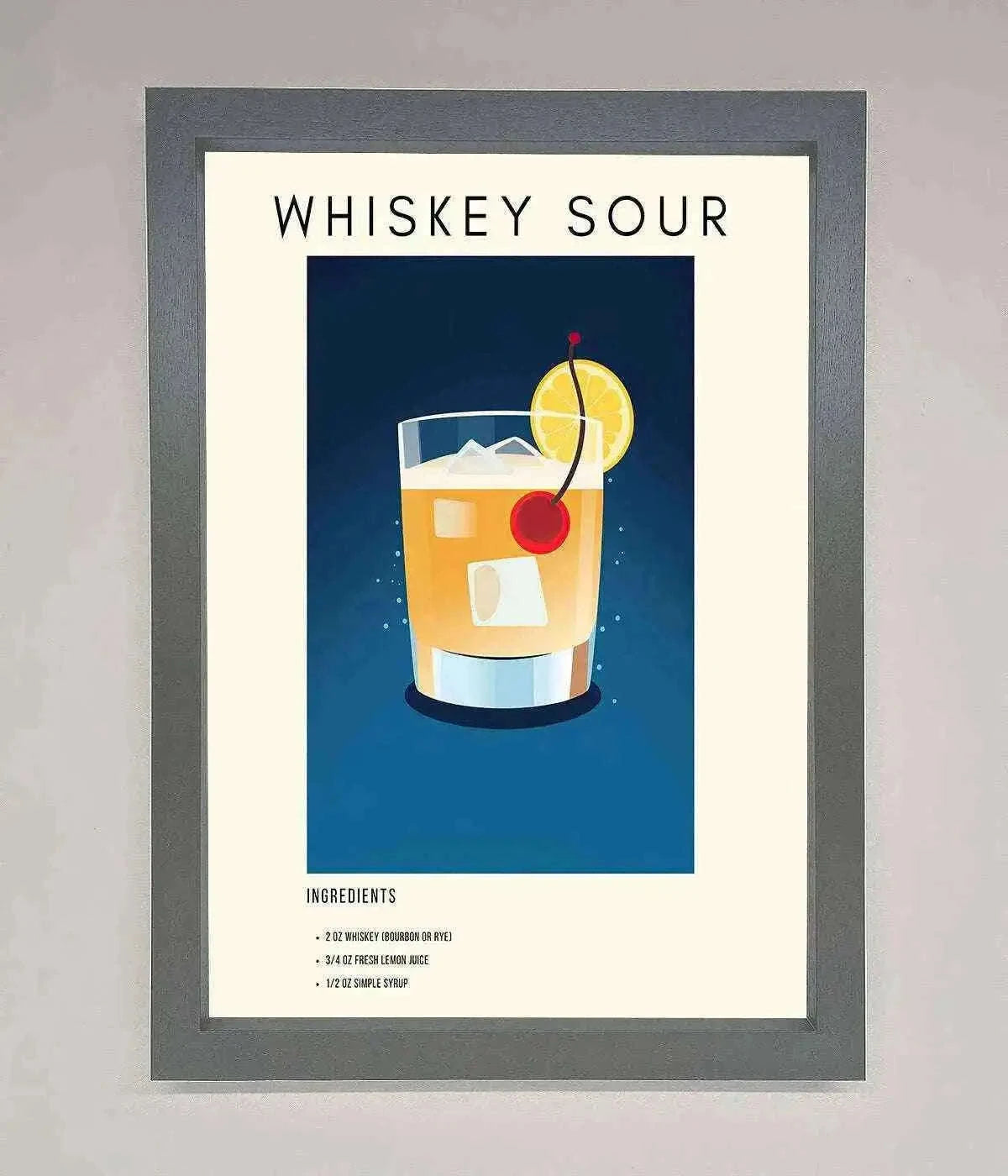 Whiskey Sour Framed Poster - The Perfect Wall Art for Whiskey Lovers Home Decor