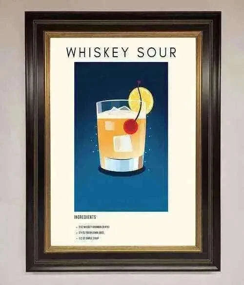Whiskey Sour Framed Poster - The Perfect Wall Art for Whiskey Lovers Home Decor
