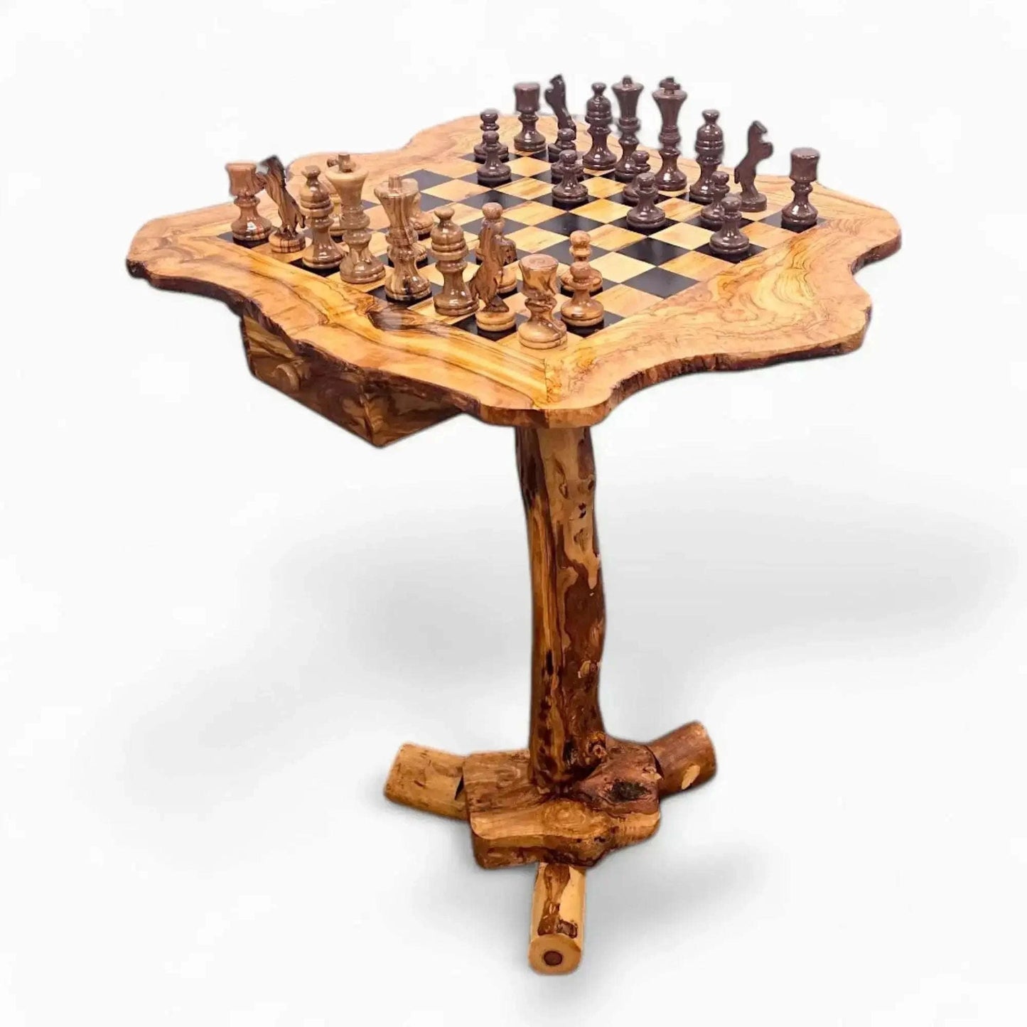 Wooden Chess Board Set Table With Pieces