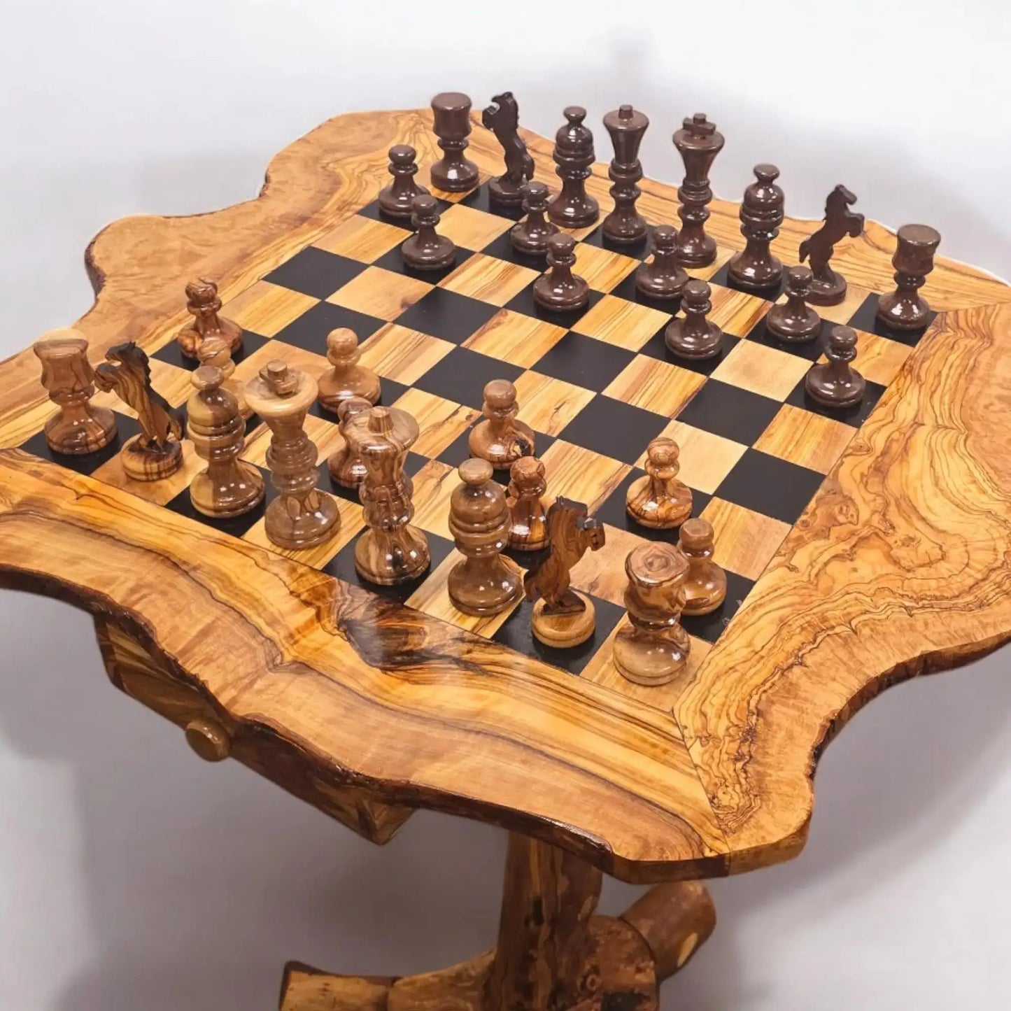 Wooden Chess Board Set Table With Pieces