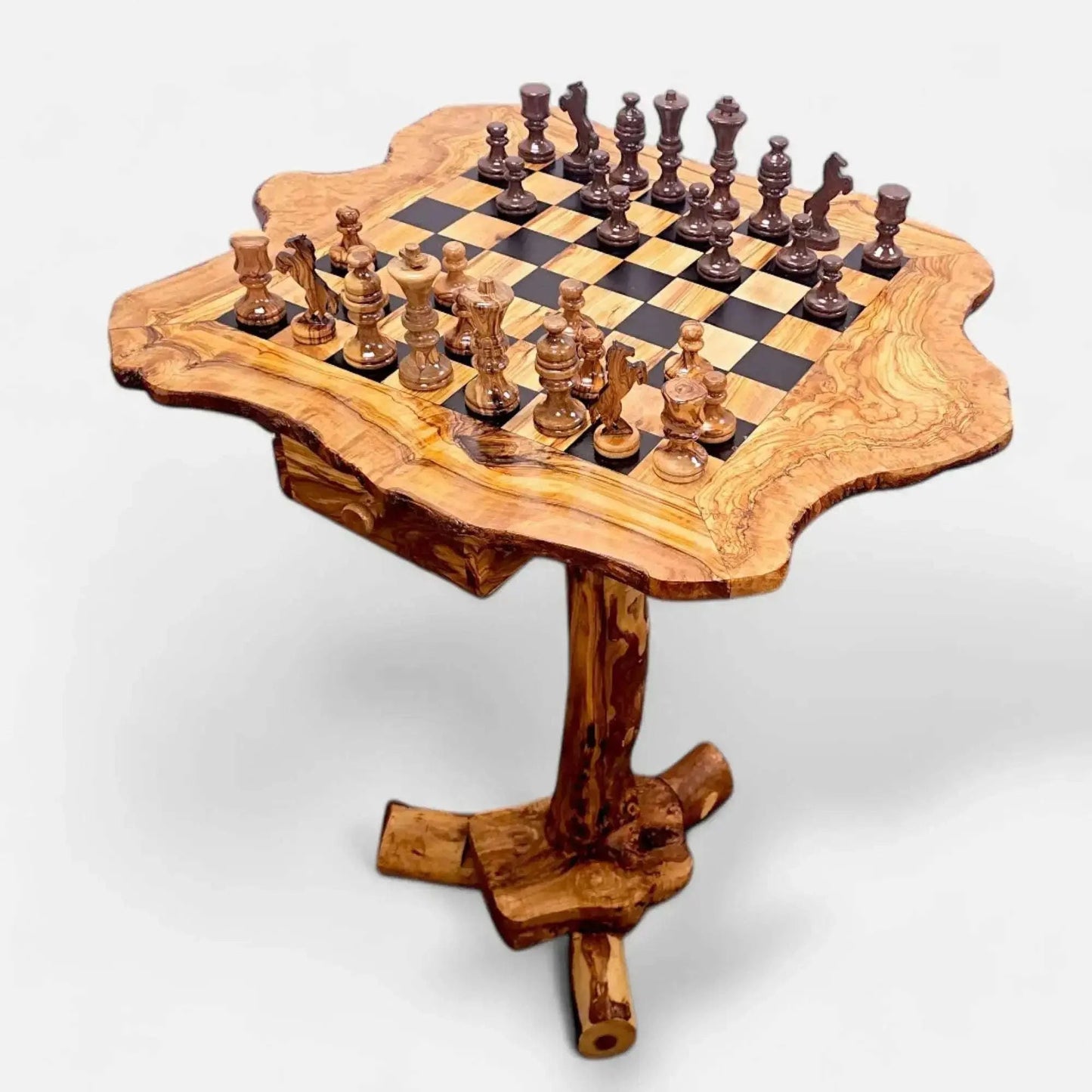 Wooden Chess Board Set Table With Pieces
