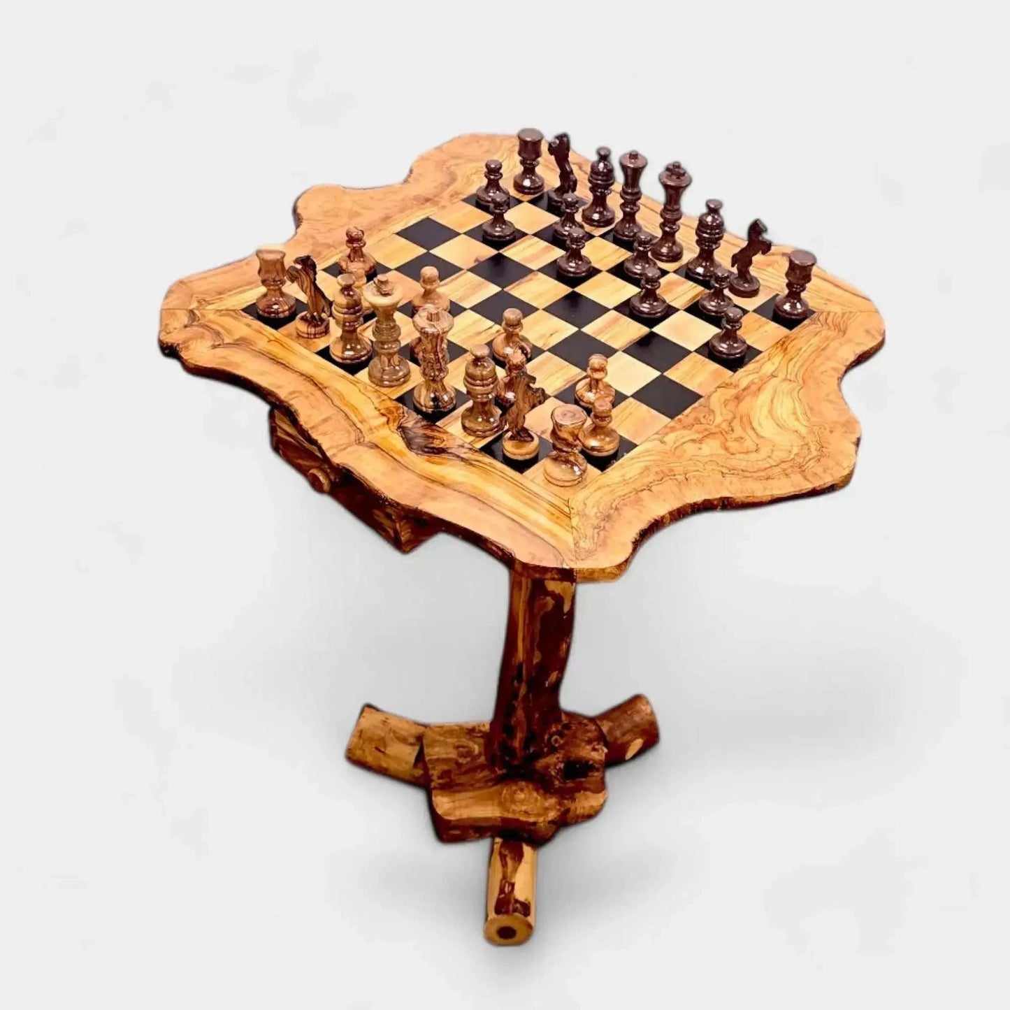 Wooden Chess Board Set Table With Pieces