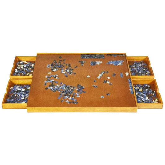 Wooden Jigsaw Puzzle Board with 4 Drawers for Organised Play Home & Garden
